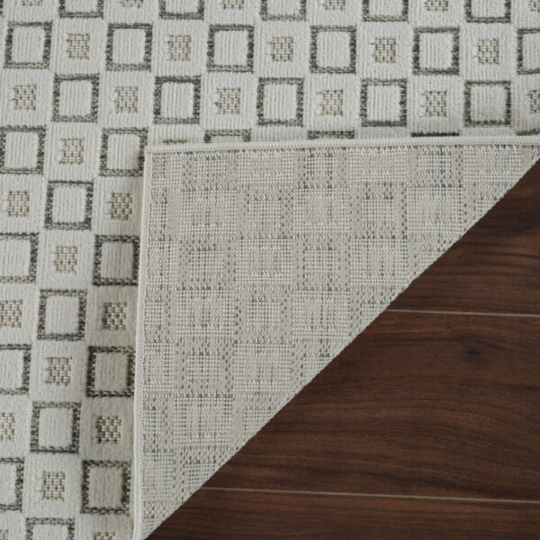 4' X 6' Cream and Beige Geometric Distressed Indoor Outdoor Area Rug