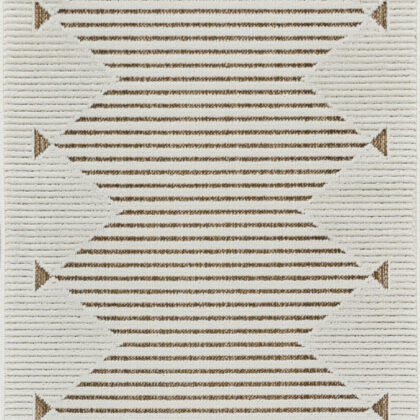 3' X 5' Beige and Brown Geometric Distressed Indoor Outdoor Area Rug