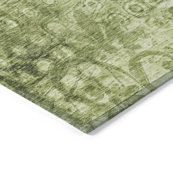 3' X 5' Olive Green Ikat Washable Indoor Outdoor Area Rug
