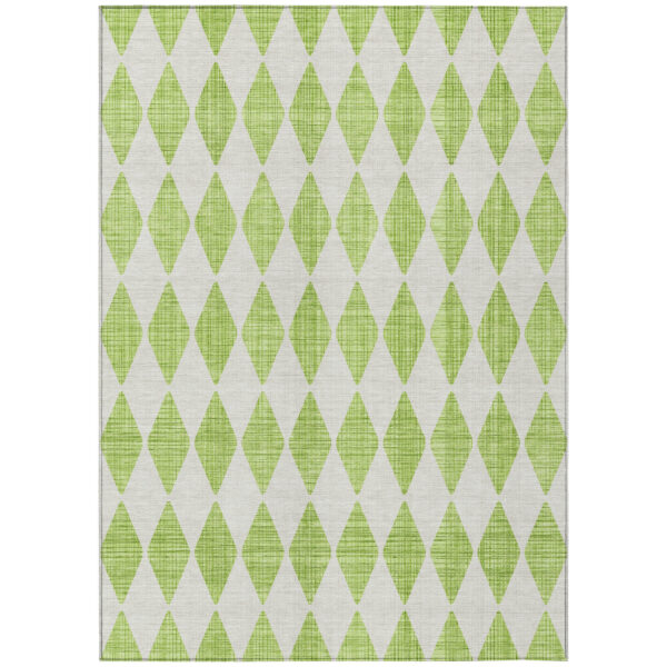 3' X 5' Lime Green And Ivory Geometric Washable Indoor Outdoor Area Rug