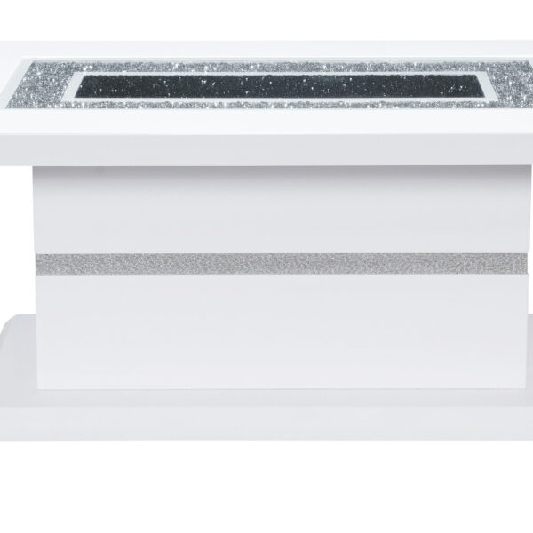 52" White Wood And Faux Crystal Pedestal Coffee Table
