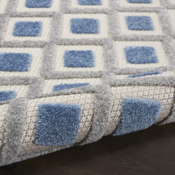 12' X 15' Blue And Grey Gingham Non Skid Indoor Outdoor Area Rug