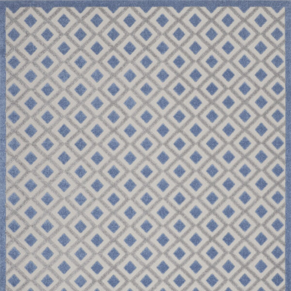 12' X 15' Blue And Grey Gingham Non Skid Indoor Outdoor Area Rug