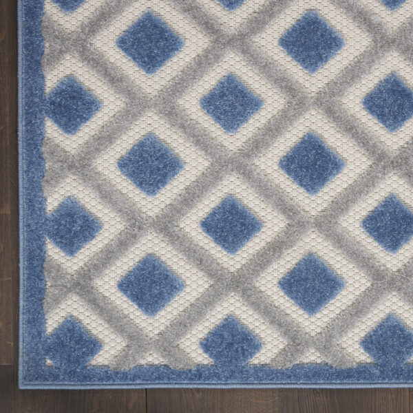 12' X 15' Blue And Grey Gingham Non Skid Indoor Outdoor Area Rug
