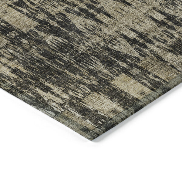 5' X 8' Black Taupe And Beige Moroccan Washable Indoor Outdoor Area Rug