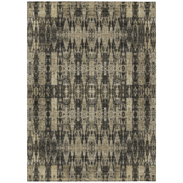 5' X 8' Black Taupe And Beige Moroccan Washable Indoor Outdoor Area Rug