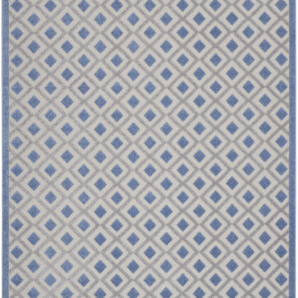 12' X 15' Blue And Grey Gingham Non Skid Indoor Outdoor Area Rug