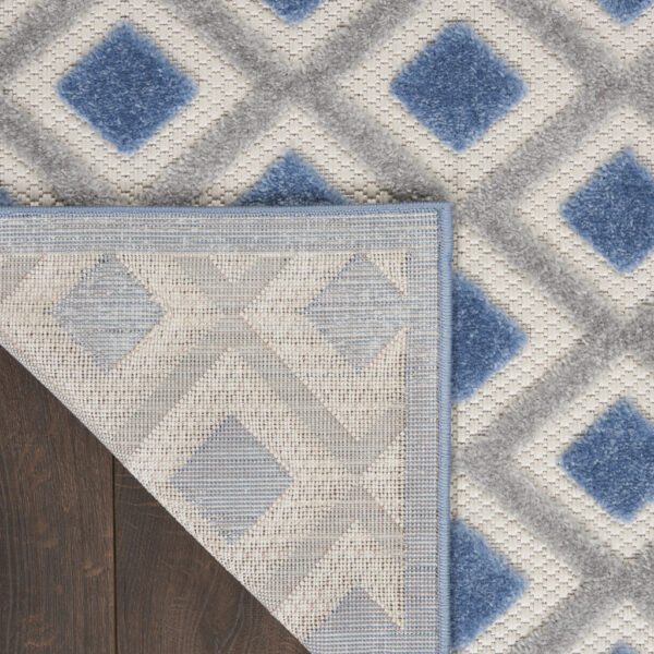 12' X 15' Blue And Grey Gingham Non Skid Indoor Outdoor Area Rug
