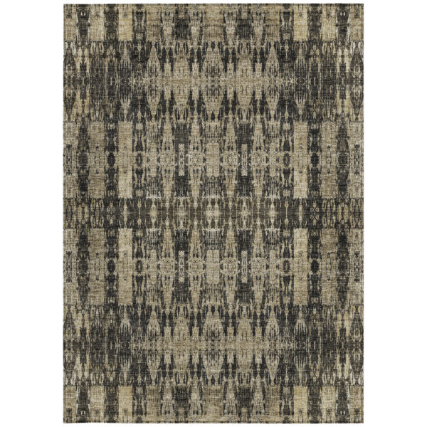 5' X 8' Black Taupe And Beige Moroccan Washable Indoor Outdoor Area Rug