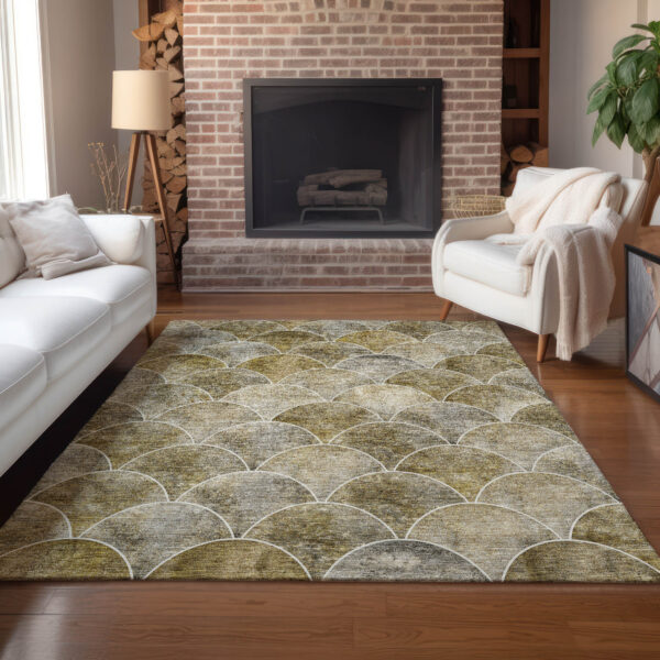 9' X 12' Taupe Beige And Gray Abstract Washable Indoor Outdoor Area Rug