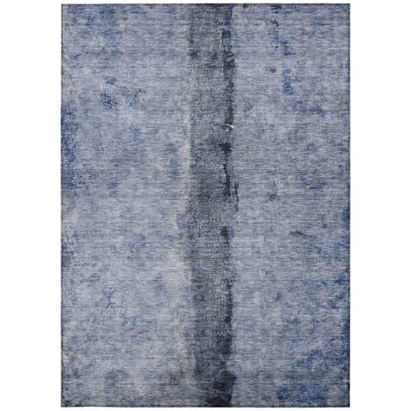 3' X 5' Denim Blue And Navy Blue Abstract Washable Indoor Outdoor Area Rug