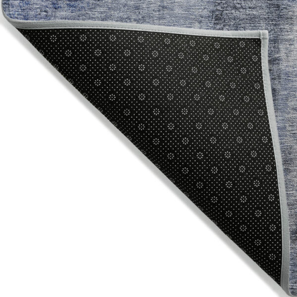 3' X 5' Denim Blue And Navy Blue Abstract Washable Indoor Outdoor Area Rug