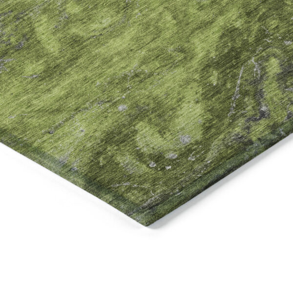8' X 10' Olive Green And Lime Green Abstract Washable Indoor Outdoor Area Rug