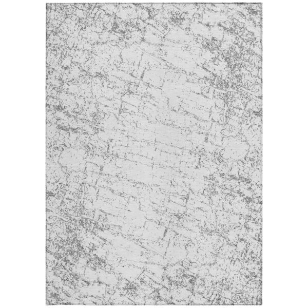 5' X 8' Gray And Ivory Abstract Washable Indoor Outdoor Area Rug