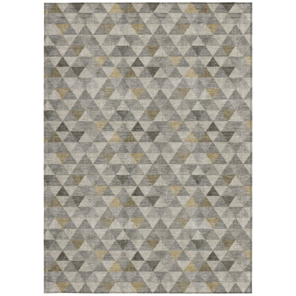 8' X 10' Taupe Beige And Tan Geometric Washable Indoor Outdoor Area Rug