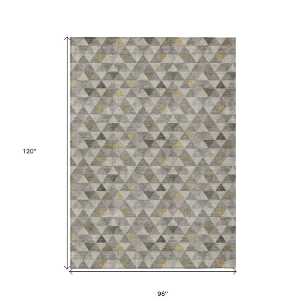 8' X 10' Taupe Beige And Tan Geometric Washable Indoor Outdoor Area Rug