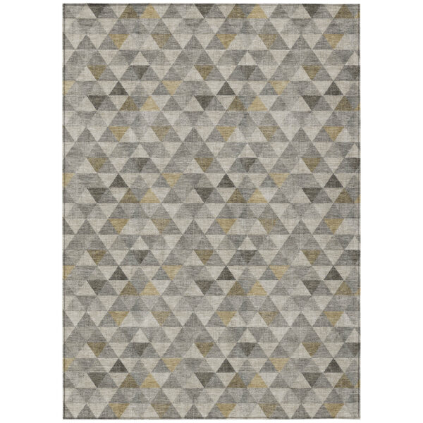 8' X 10' Taupe Beige And Tan Geometric Washable Indoor Outdoor Area Rug