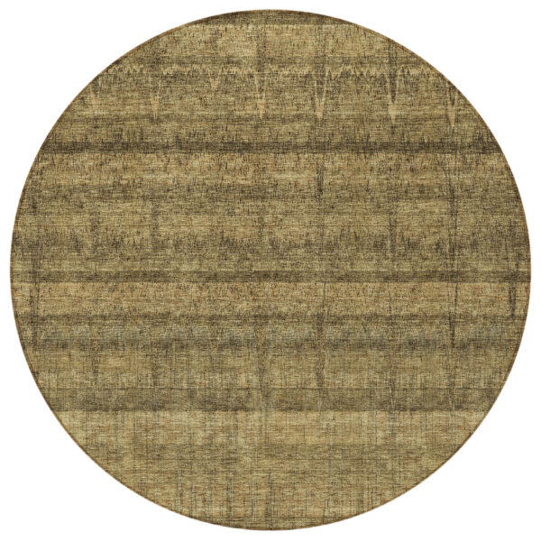 8' Brown Beige And Chocolate Round Striped Washable Indoor Outdoor Area Rug