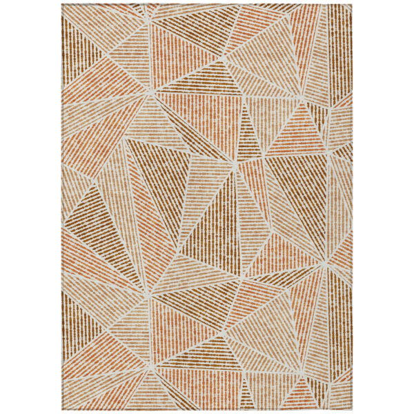 9' X 12' Terra Cotta Beige And Salmon Geometric Washable Indoor Outdoor Area Rug