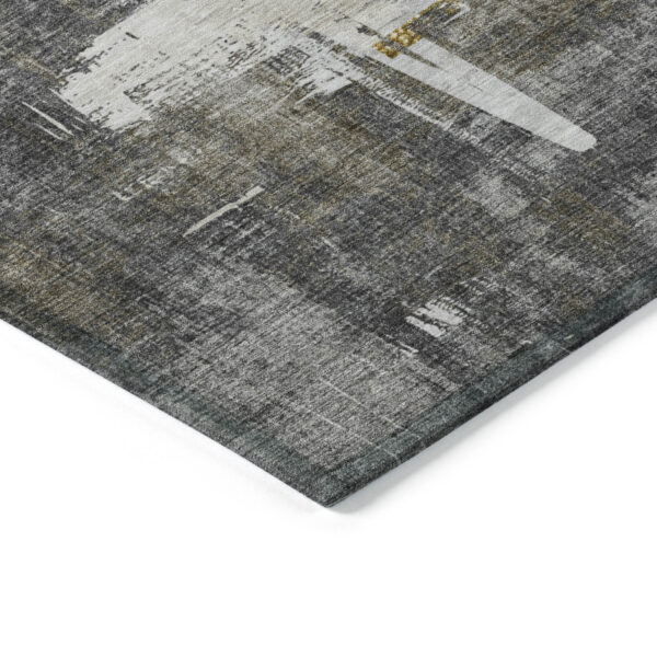 8' Gray And Tan Round Abstract Washable Indoor Outdoor Area Rug