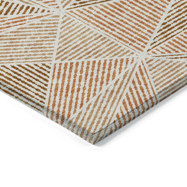 9' X 12' Terra Cotta Beige And Salmon Geometric Washable Indoor Outdoor Area Rug