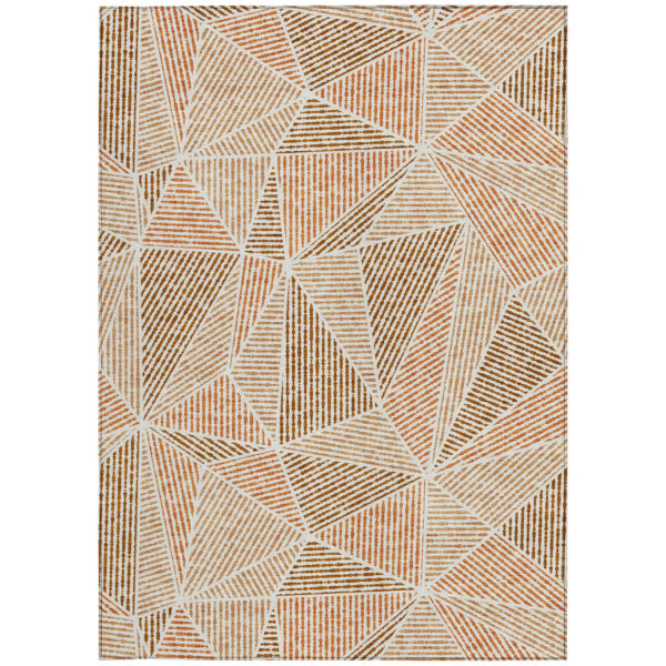 9' X 12' Terra Cotta Beige And Salmon Geometric Washable Indoor Outdoor Area Rug