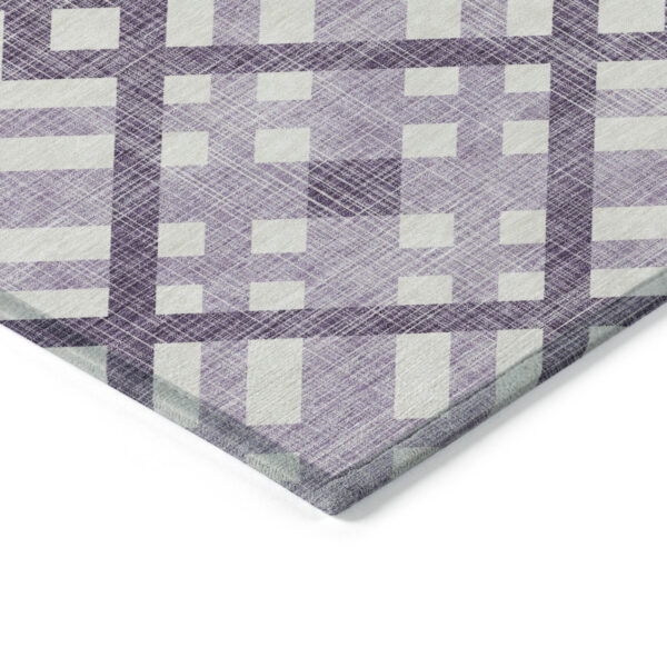 3' X 5' Purple Lilac And Ivory Geometric Washable Indoor Outdoor Area Rug