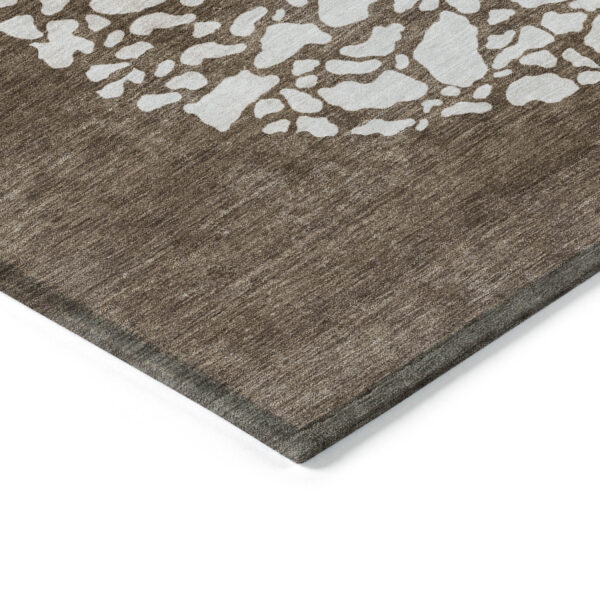 5' X 8' Chocolate And Taupe Abstract Washable Indoor Outdoor Area Rug