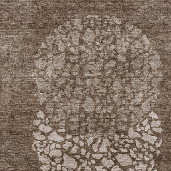 5' X 8' Chocolate And Taupe Abstract Washable Indoor Outdoor Area Rug