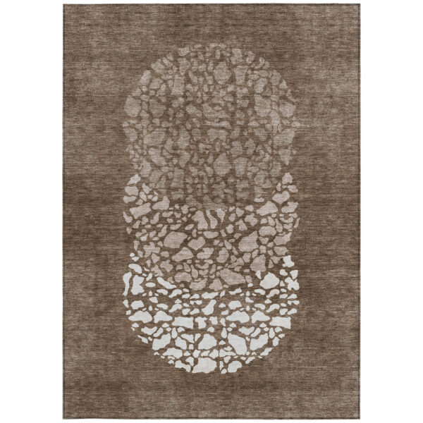 5' X 8' Chocolate And Taupe Abstract Washable Indoor Outdoor Area Rug