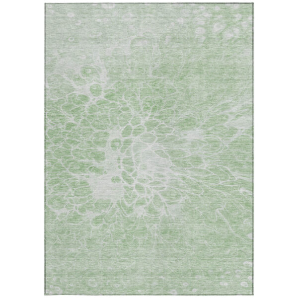 8' X 10' Mint Green And Ivory Abstract Washable Indoor Outdoor Area Rug