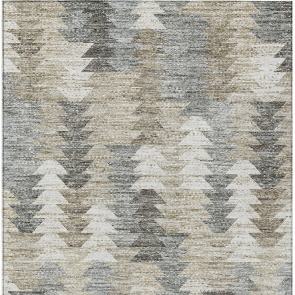 10' X 14' Taupe Beige And Tan Geometric Washable Indoor Outdoor Area Rug
