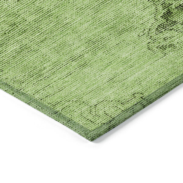 3' X 5' Green And Olive Green Oriental Washable Indoor Outdoor Area Rug
