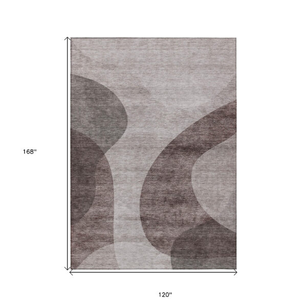 10' X 14' Brown Taupe And Beige Abstract Washable Indoor Outdoor Area Rug
