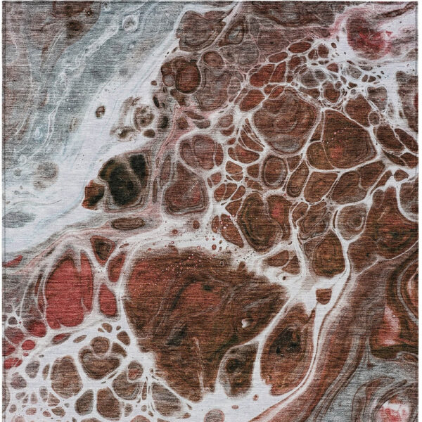 10' X 14' Red Copper And Gray Nautical Washable Indoor Outdoor Area Rug