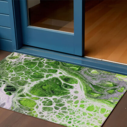 3' X 5' Lime Green And Gray Nautical Washable Indoor Outdoor Area Rug