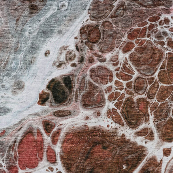 10' X 14' Red Copper And Gray Nautical Washable Indoor Outdoor Area Rug