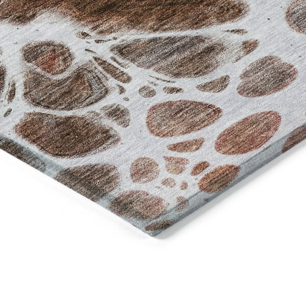 10' X 14' Red Copper And Gray Nautical Washable Indoor Outdoor Area Rug