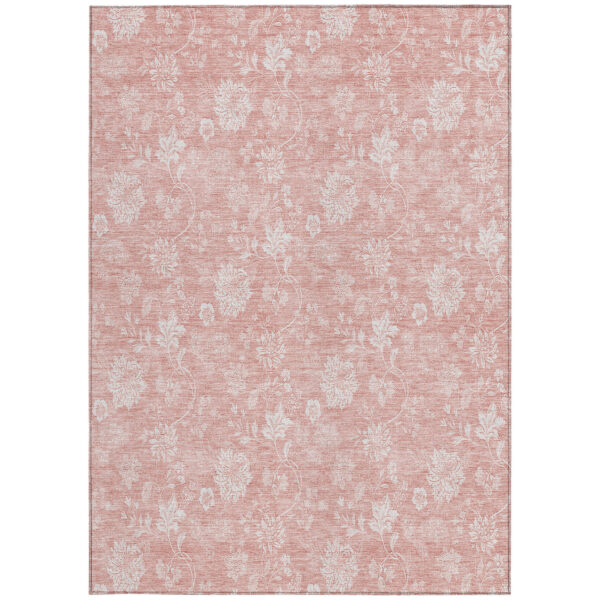 9' X 12' Pink Ivory And Blush Floral Washable Indoor Outdoor Area Rug