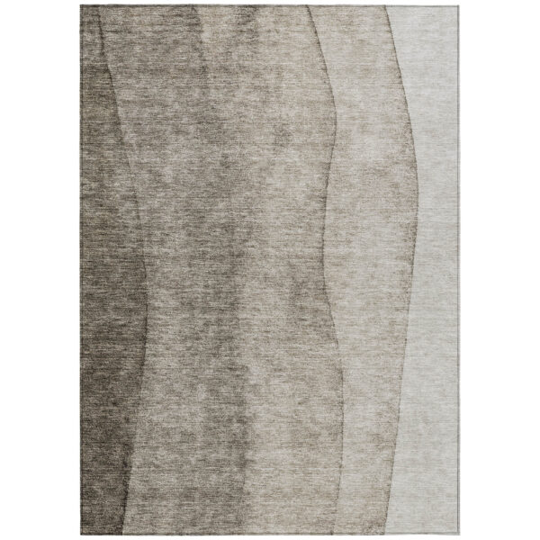 9' X 12' Taupe Brown And Ivory Ombre Washable Indoor Outdoor Area Rug