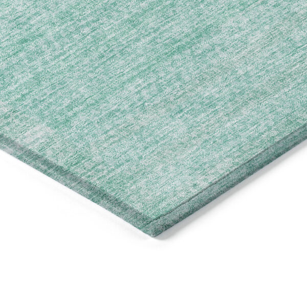 9' X 12' Teal Blue Aqua And Ivory Striped Washable Indoor Outdoor Area Rug