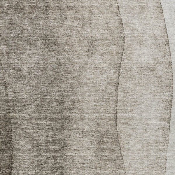 9' X 12' Taupe Brown And Ivory Ombre Washable Indoor Outdoor Area Rug