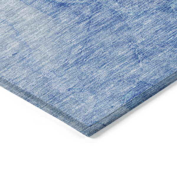 8' X 10' Denim Blue And Sky Blue Nautical Washable Indoor Outdoor Area Rug