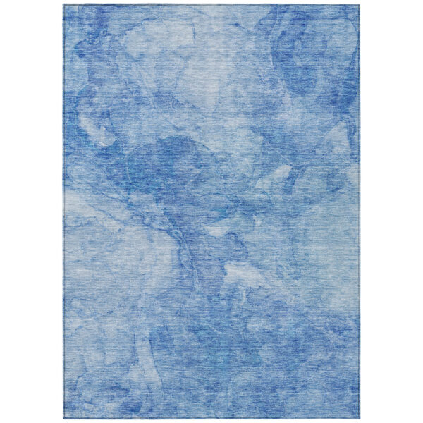 8' X 10' Denim Blue And Sky Blue Nautical Washable Indoor Outdoor Area Rug