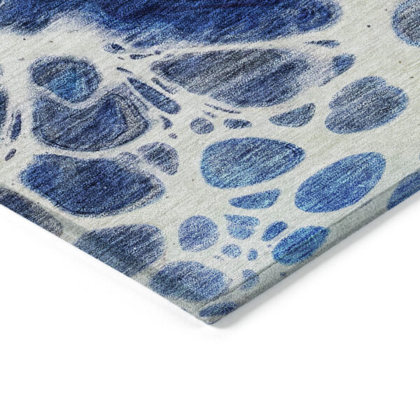 8' X 10' Navy Blue And Gray Nautical Washable Indoor Outdoor Area Rug