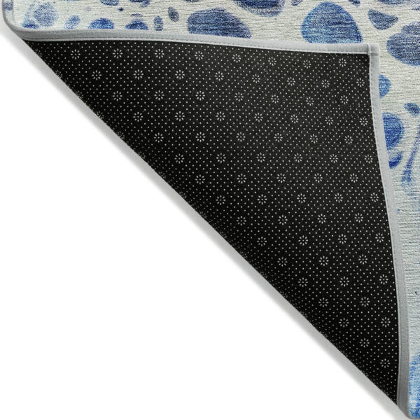 8' X 10' Navy Blue And Gray Nautical Washable Indoor Outdoor Area Rug
