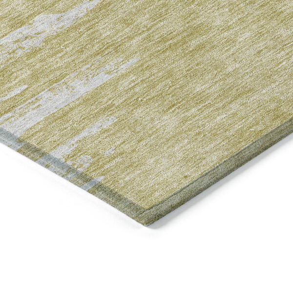 9' X 12' Gold And Ivory Abstract Washable Indoor Outdoor Area Rug