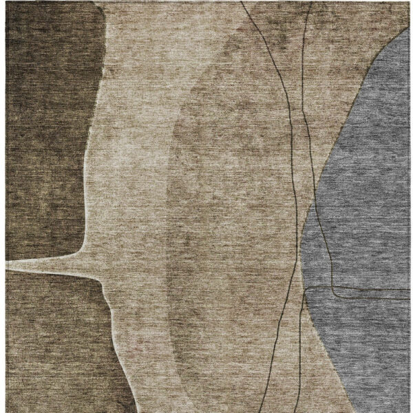 10' X 14' Brown Taupe And Beige Abstract Washable Indoor Outdoor Area Rug