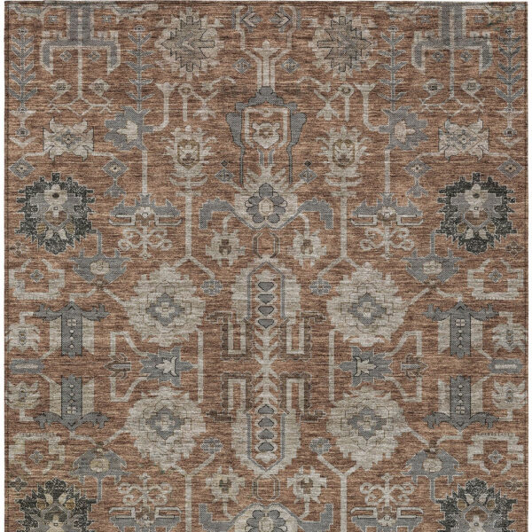 8' X 10' Brown Gray And Charcoal Oriental Washable Indoor Outdoor Area Rug