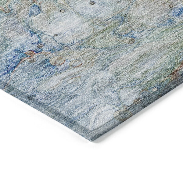 3' X 5' Copper Blue And Artichoke Green Abstract Washable Indoor Outdoor Area Rug